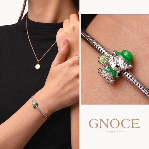 GNOCE St. Patrick's Day Highland Cow Glow-in-the-Dark Clover Charm Bracelet for Women, S925 Sterling Silver Pendant Charm for Women Wife, Valentine‘s Day, Mother’s Day Jewelry in Saudi Arabia