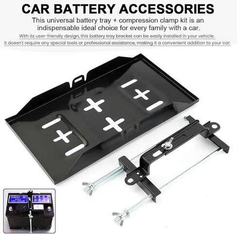 Battery Hold Down Tray Kit, Universal Storage Battery Holder, Adjustable & Corrosion-Resistant Metal Bracket Clamp for Cars Boats Marine(SIZE:27cm Bolt with 34.5cm Tray) in Saudi Arabia