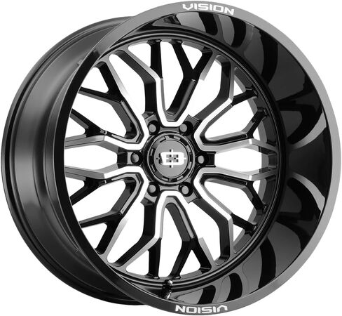 Vision 402 RIOT Custom Wheel - 20x12, -51 Offset, 6x139.7 Bolt Pattern, 106.2mm Hub - Gloss Black with Machined Face Rim in Saudi Arabia