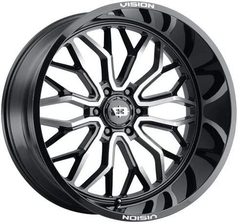 Vision 402 RIOT Custom Wheel - 20x12, -51 Offset, 6x139.7 Bolt Pattern, 106.2mm Hub - Gloss Black with Machined Face Rim in Saudi Arabia