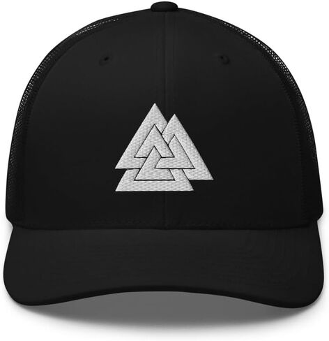 Valknut Viking Symbol Hat - Odin Knot of The Slain Norse Symbol Embroidered Adjustable Trucker Cap in Saudi Arabia
