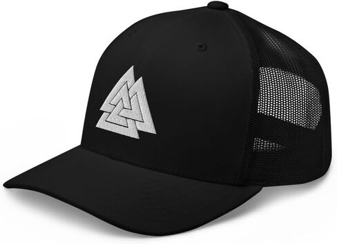 Valknut Viking Symbol Hat - Odin Knot of The Slain Norse Symbol Embroidered Adjustable Trucker Cap in Saudi Arabia