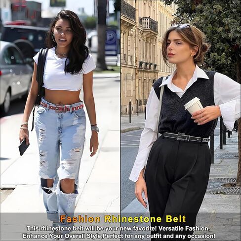 Rhinestone Belt Women Cowgir Studded Belt Goth Bling Stylish Belts Punk Y2k sparkly Belts in Kuwait