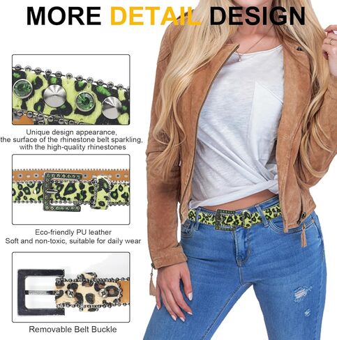 Rhinestone Belt Women Cowgir Studded Belt Goth Bling Stylish Belts Punk Y2k sparkly Belts in Kuwait