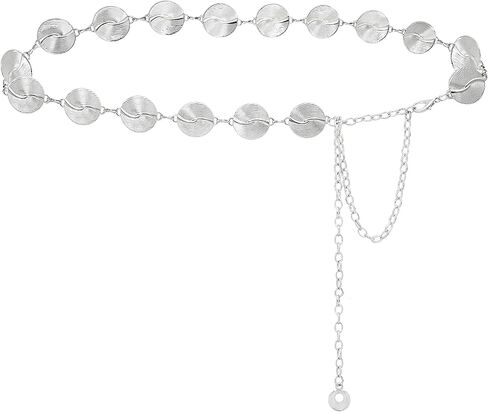 سلسلة خصر معدنية للسيدات أحزمة مكتنزة باللون الذهبي والفضي للفساتين in Kuwait