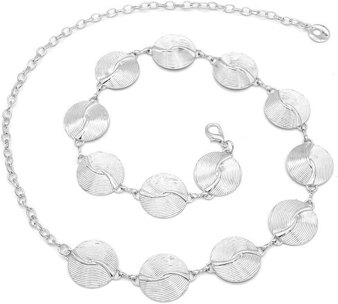 سلسلة خصر معدنية للسيدات أحزمة مكتنزة باللون الذهبي والفضي للفساتين in Kuwait