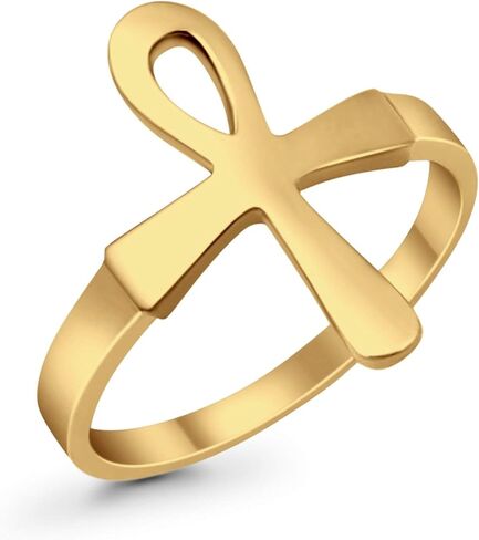 Blue Apple Co. Ankh Ring For Women 925 Sterling Silver Ancient Egyptian Cross Symbol Ring Coptic Eternity Life Band Vintage Egyptian Jewelry Gift in Saudi Arabia