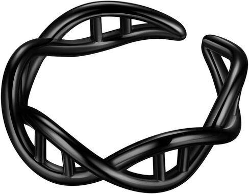beautlace DNA Double Helix Chemistry Science Molecule Biology Adjustable Rings Silver/18K Gold/Black Gun Plated DNA Open Ring Jewelry for Women KR0007 in Saudi Arabia