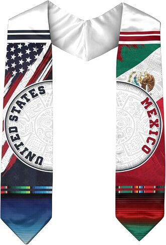 CHIARA CONTI11 Mexican American Flag Graduation Sash 2024, Mexican Graduation Sash, Mexico Graduation Stole Customize in Kuwait
