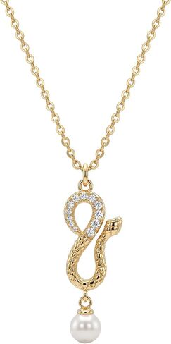 MEVECCO Dainty Gold Snake Necklace for Women 18k Gold Plated Serpent Snake Charm Necklace Cubic Zircon Snake Pendent Chunky Gold Snake Simple Minimalist Delicate Handmade Boho Jewelry For Her in Kuwait