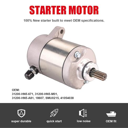 Starter Motor 31200-HN5-A81 Compatible with Honda Rancher 350 RX350FE TRX350FM TRX350TE TRX350TM Starter FourTrax 2000 2001 2002 2003 2004 2005 2006 ATV UTV 31200-HN5-671, 31200-HN5-M01 in Saudi Arabia