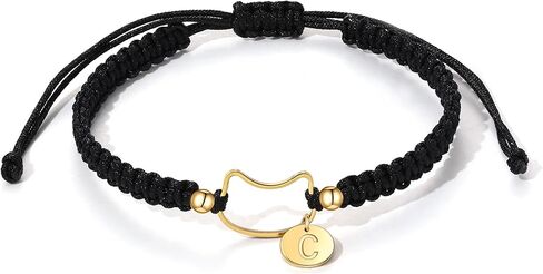 Initial Bracelet Cute Cat Bracelets for Women Letter Charm Bracelet Cat Jewelry Handmade Braided Rope Bracelets for Girls Friendship Bracelets for Women Girls in Kuwait