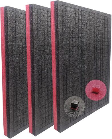 صفائح إسفنجية KYHSOM Pick and Pluck مكونة من 3 قطع مقاس 16x12x1 بوصة - بولي إيثيلين خلوي خفيف الوزن مُكعب مسبقًا (EPE) لصندوق الأدوات وحقيبة الكاميرا ومنظم تخزين الحرف اليدوية in Kuwait