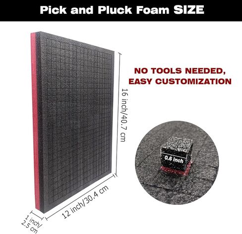 صفائح إسفنجية KYHSOM Pick and Pluck مكونة من 3 قطع مقاس 16x12x1 بوصة - بولي إيثيلين خلوي خفيف الوزن مُكعب مسبقًا (EPE) لصندوق الأدوات وحقيبة الكاميرا ومنظم تخزين الحرف اليدوية in Kuwait