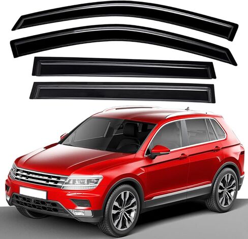 Lightronic Extra Durable Outside Mount Auto Vent Window Visor, Fits 2009-2017 Volkswagen Tiguan SE/SEL/S/Wolfsburg Edition/R-Line/Sport, UV Protect Rain Guard, Original Wind Deflector, Smoke, 4-Pcs in Saudi Arabia