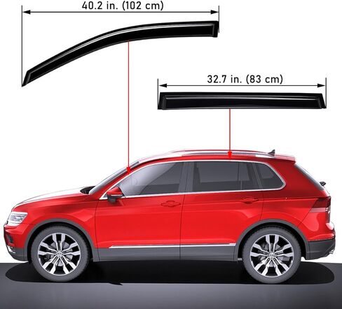 Lightronic Extra Durable Outside Mount Auto Vent Window Visor, Fits 2009-2017 Volkswagen Tiguan SE/SEL/S/Wolfsburg Edition/R-Line/Sport, UV Protect Rain Guard, Original Wind Deflector, Smoke, 4-Pcs in Saudi Arabia
