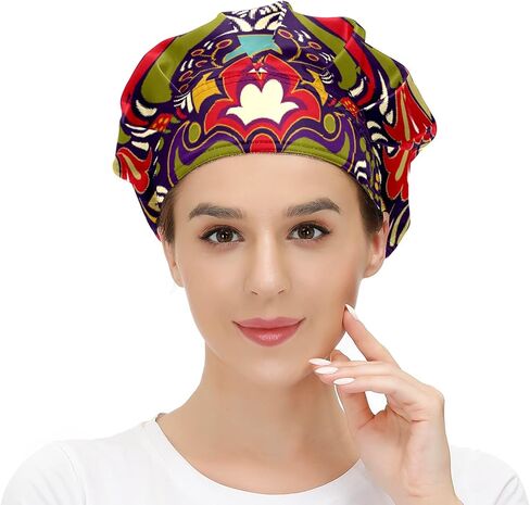 قبعة عمل مع زر وعصابة رأس قابلة للتعديل، قبعات منتفخة مطبوعة متعددة الألوان للنساء والرجال. in Saudi Arabia