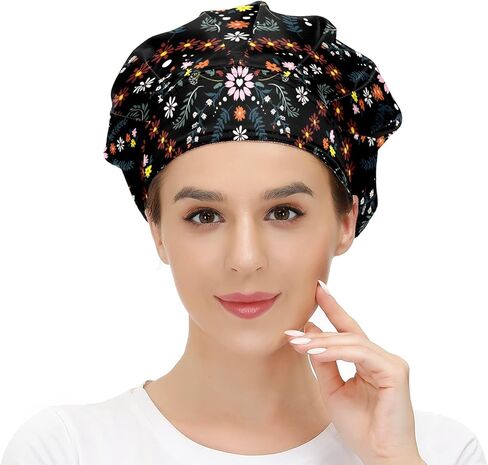 قبعة عمل مع زر وعصابة رأس قابلة للتعديل، قبعات منتفخة مطبوعة متعددة الألوان للنساء والرجال. in Saudi Arabia