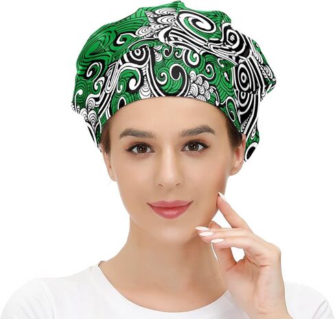 قبعة عمل مع زر وعصابة رأس قابلة للتعديل، قبعات منتفخة مطبوعة متعددة الألوان للنساء والرجال. in Saudi Arabia