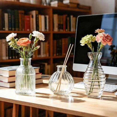 18 Piece Bud Vases Set for Centerpieces, Mini Clear Glass Vases for Wedding & Anniversary Decor, Small Vintage Vases for Flowers, Home Table Decor (Shower Room, Birthday, Propagation) in Saudi Arabia
