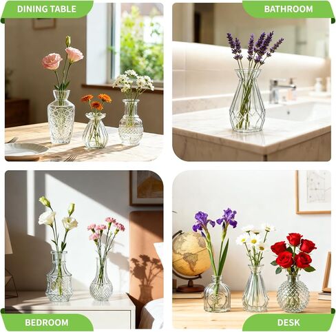 18 Piece Bud Vases Set for Centerpieces, Mini Clear Glass Vases for Wedding & Anniversary Decor, Small Vintage Vases for Flowers, Home Table Decor (Shower Room, Birthday, Propagation) in Saudi Arabia