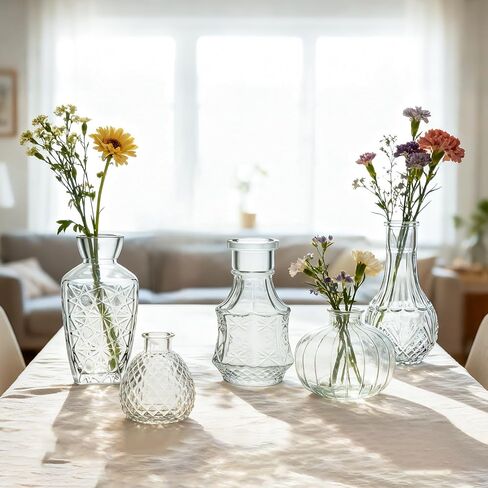 18 Piece Bud Vases Set for Centerpieces, Mini Clear Glass Vases for Wedding & Anniversary Decor, Small Vintage Vases for Flowers, Home Table Decor (Shower Room, Birthday, Propagation) in Saudi Arabia