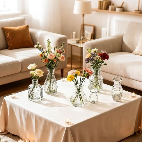 18 Piece Bud Vases Set for Centerpieces, Mini Clear Glass Vases for Wedding & Anniversary Decor, Small Vintage Vases for Flowers, Home Table Decor (Shower Room, Birthday, Propagation) in Saudi Arabia
