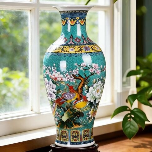 14" Jingdezhen Large Fishtail Ceramic Vase Golden Handmade Home Decorative Vase, Modern Luxury Accent for Living Room, Wedding, or Gift. Elegant Floral Arrangement Centerpiece. (G) in Saudi Arabia
