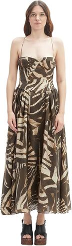 BARDOT Estie Printed Maxi Dress for Women - Sweetheart Halter Neck, Lace Up Back, Full Volume Skirt, 100% Cotton Summer Gown in Kuwait