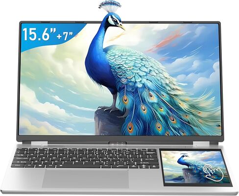 15.6" Dual Screen Laptop+7" Small Touch Screen,Paired with High-Speed 12th Gen Alder Lake N95 CPU (up to 3.4GHz) DDR4 16GB RAM 960GB SSD,with Color Backlit KB/Win 11 Pro&Office 2019 (16+960GB) in Saudi Arabia