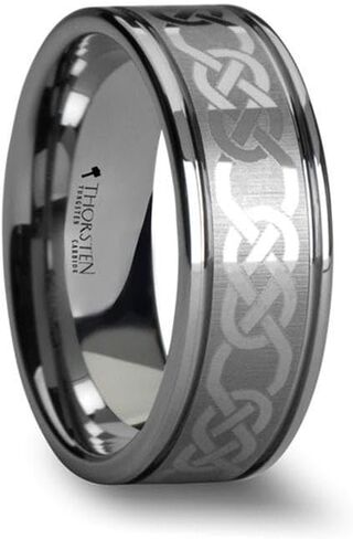 PALATINE Laser Engraved Tungsten Ring with Celtic Pattern - 6mm - 10mm in Saudi Arabia