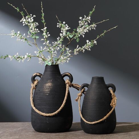 Green Ceramic Vase for Tuscan Decor, Large Vintage Vases for Home Decor, Chinoiserie Floral Vases for Rustic Farmhouse Decor, Grand Millennial Style Vase for Living Room, Bookshelf, Office in Saudi Arabia