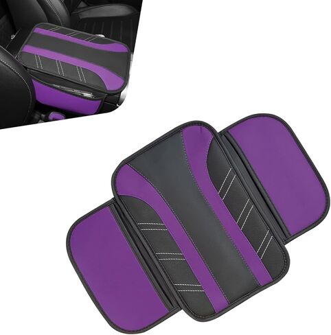 Car Center Console Cover, Leather Anti-Scratch Center Console Protector, Comfortable Sporty Style Arm Rest Cover Cushion, Universal for Most Cars (Purple) in Kuwait