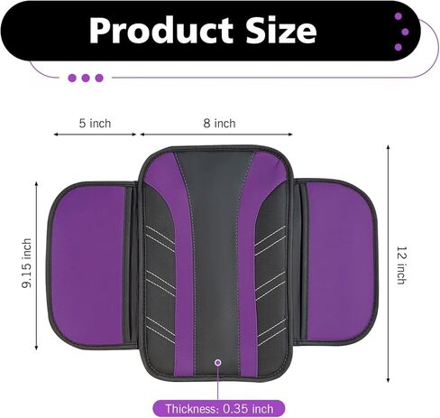 Car Center Console Cover, Leather Anti-Scratch Center Console Protector, Comfortable Sporty Style Arm Rest Cover Cushion, Universal for Most Cars (Purple) in Kuwait
