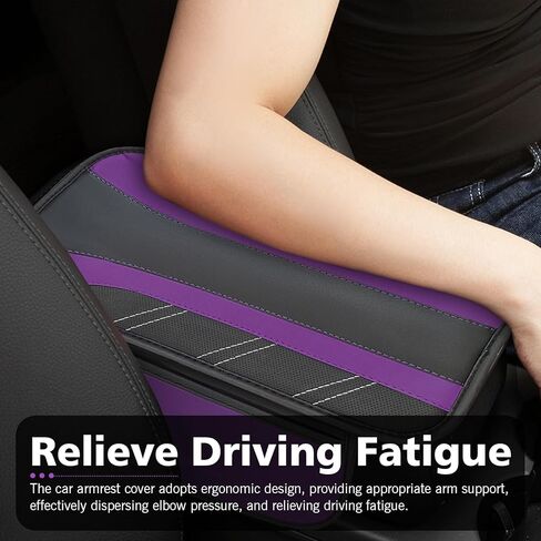 Car Center Console Cover, Leather Anti-Scratch Center Console Protector, Comfortable Sporty Style Arm Rest Cover Cushion, Universal for Most Cars (Purple) in Kuwait