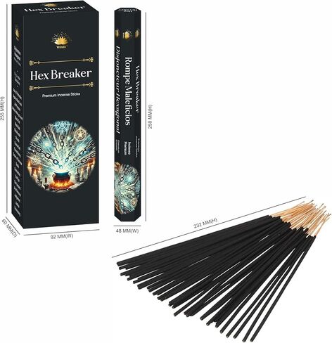 أعواد البخور السداسية الفاخرة من Hex Breaker - الحماية الروحية والتطهير والنجاح | بخور طقسي عالي الفعالية، يكسر العلاقات السلبية، وكتل شفافة، مصنوع يدويًا في الهند، عبوة من 6 قطع، 20 عصا. in Saudi Arabia