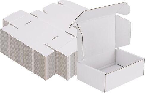 MEBRUDY 9x6x2 بوصة صناديق الشحن حزمة من 50، صندوق من الورق المقوى المموج الصغير لتعبئة البريد البريدي، أبيض in Kuwait