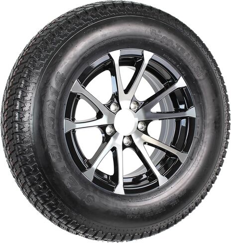 إطار مقطورة eCustomrim ST215 / 75D14 نطاق التحميل C 14X5.5 5-4.5 حافة ألومنيوم سوداء ثلجية in Saudi Arabia