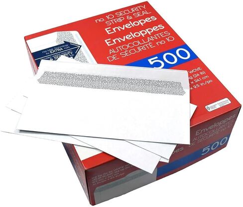 TTFF #10 Envelopes, Strip & Seal, Security Tinted, White Paper, 24 lb, 500 Count in Saudi Arabia
