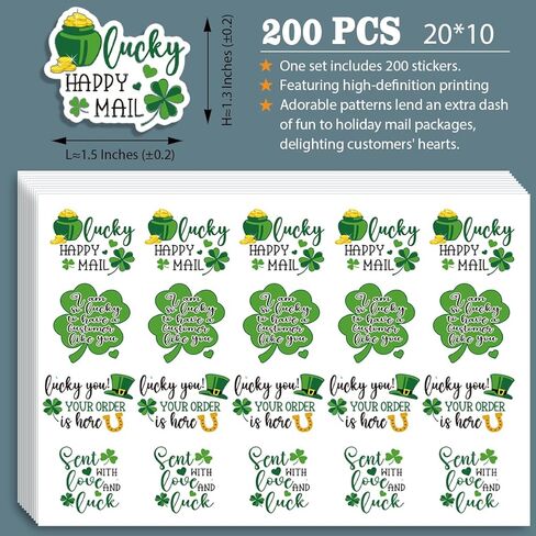 St Patricks Day Thank You Business Stickers, Happy St Patrick's Day Shamrock Sticker, Lucky Happy Maill Stickers for Small Business Handmade Envelope Packaging Package, 200 PCS in Kuwait
