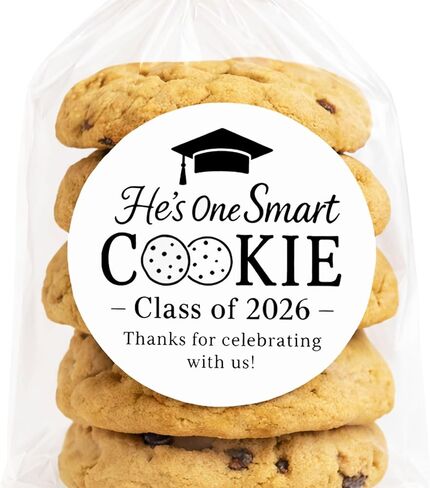 120 Pack Class of 2026 "She's One Smart Cookie Stickers (1.6") - Black & White Graduation Party Favors for Girls - Round Matte Labels for Cookie Bags, Treat Boxes & Daughter's Grad Gifts in Saudi Arabia
