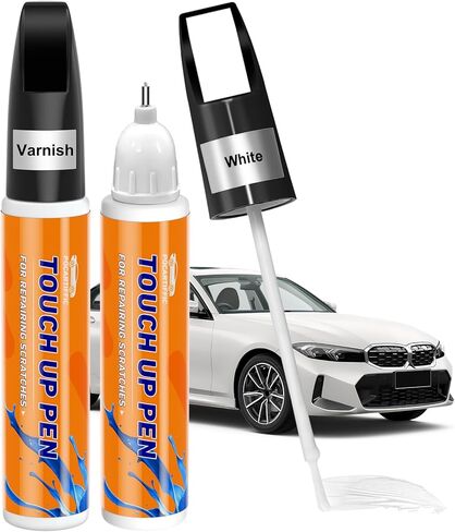 Touch Up Paint for Cars, Car Scratch Repair, White Car Paint Touch Up, Color Accurate Car Scratch Remover for Deep Scratches 2PCS(Pure White+Varnish) in Kuwait