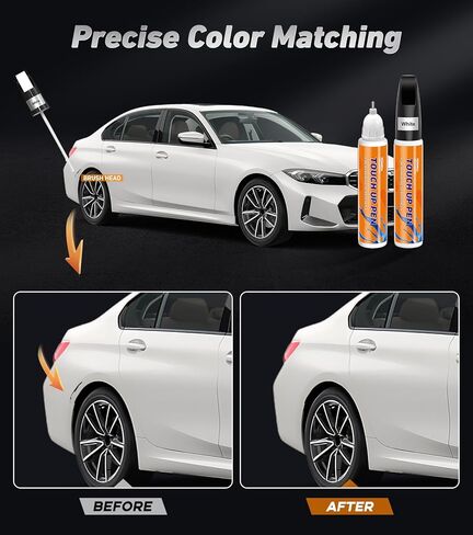 Touch Up Paint for Cars, Car Scratch Repair, White Car Paint Touch Up, Color Accurate Car Scratch Remover for Deep Scratches 2PCS(Pure White+Varnish) in Kuwait