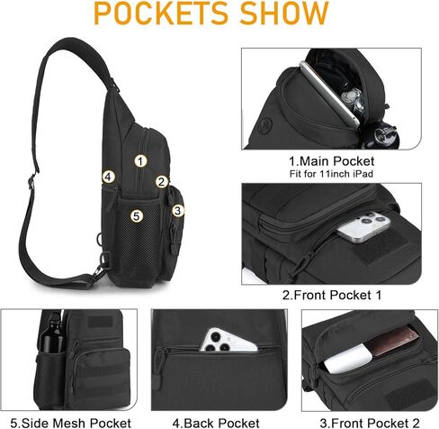 BAIGIO Tactical Chest Sling Bag Crossbody Pack One Strap Shoulder Backpack in Kuwait