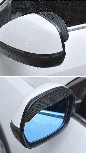 واقيات المطر للمرآة الجانبية للسيارة، قطعتان من غطاء عاكس مرآة الرؤية الخلفية العالمي، نمط ألياف الكربون لمعظم السيارات وسيارات الدفع الرباعي والشاحنات in Saudi Arabia