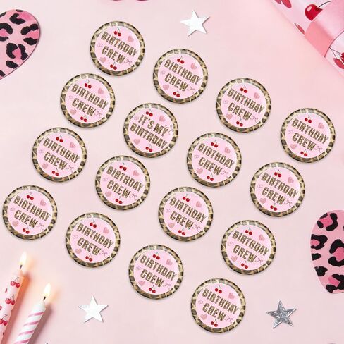 Cheetah Cherry Birthday Squad Button Pins for Women, 18PCS Pink Leopard Print It's My Birthday Badges Pins for Women Girls Leopard Theme 16th, 18th, 21st, 25th, 30th Bday Party Crew Favors Supplies in Kuwait