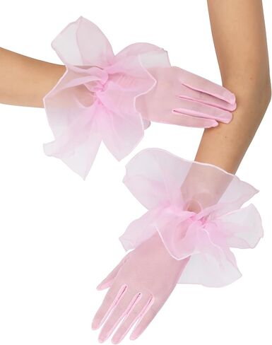 قفازات نسائية شبكية قصيرة مع قفازات دانتيل شفافة مكشكشة لأزياء العشرينيات وحفلات الأوبرا والرقص in Kuwait