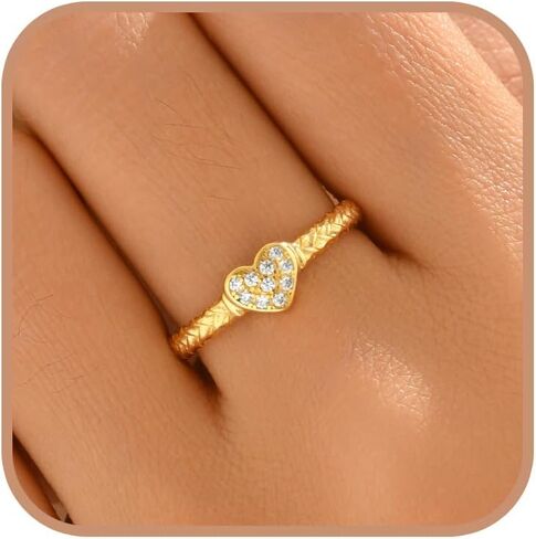 Heart Ring for Women 14K Gold Plated Cubic Zirconia Heart Rings S925 Sterling Silver Heart Braided Band Ring Engagement Promise Rope Rings for Mother Daughter Wedding Easter Mother's Day Jewelry Gifts in Kuwait