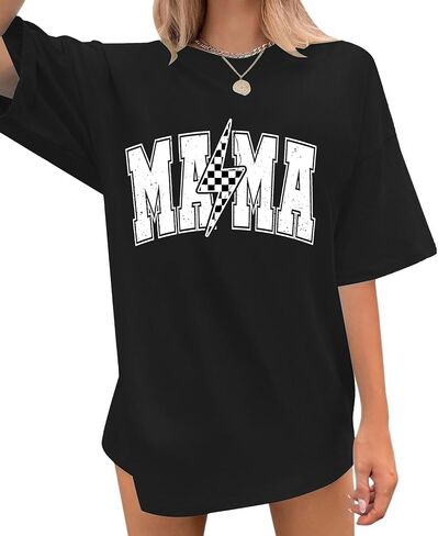 Womens Mama Shirt Cute Mom Life Tshirts Trendy Mama Letter Print Shirts Casual Short Sleeve Tops in Saudi Arabia