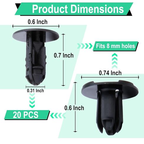 20 PCS Fender Liner Push-Type Retainer Clip Fastener, Bumper Engine Under Cover Clip, Car Retainer Clips, Compatible with Hyundai Kia Accent, Azera, Equus, Elantra, Genesis, Replaces GM: 86595-2T500 in Saudi Arabia